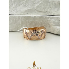 Каблучка із червоного золота з цирконієм 